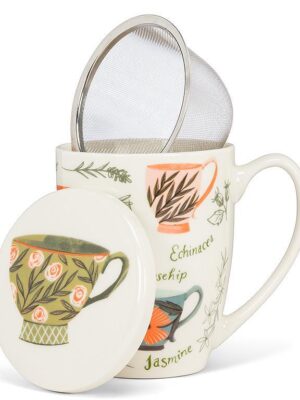 12oz Mug with Strainer & Lid – Tea Garden