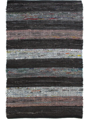 2.5×5′ Mat Rag Rug Striped Grey “Wood Smoke”