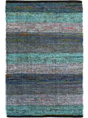 2×3′ Mat Rag Rug Striped Shaded Blues