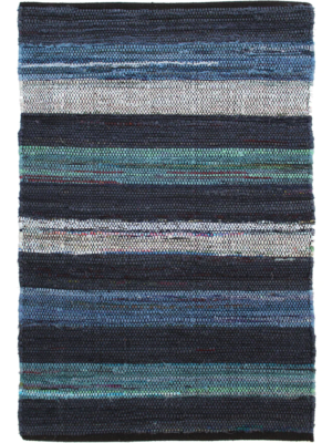 4×6′ Mat Rag Rug Striped Blue/Black “Moonlight Blue”