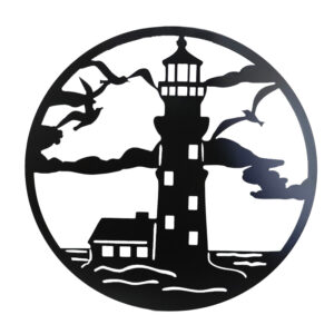16″ Wall Decor Metal Lighthouse Black 55011